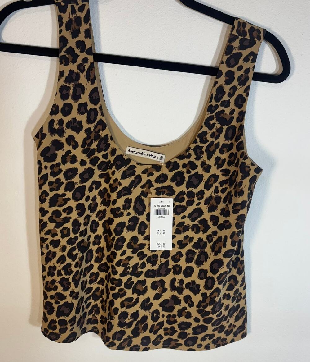 Abercrombie & Fitch Womens XS Leopard Print Tank Top NWT Y2K Animal Cami